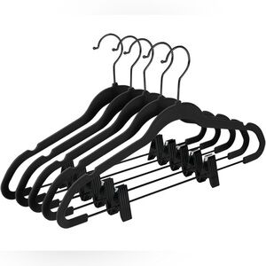 Premium All Black Non-Slip Velvet Pants Hangers w/ Adjustable Clips (Pack of 20)